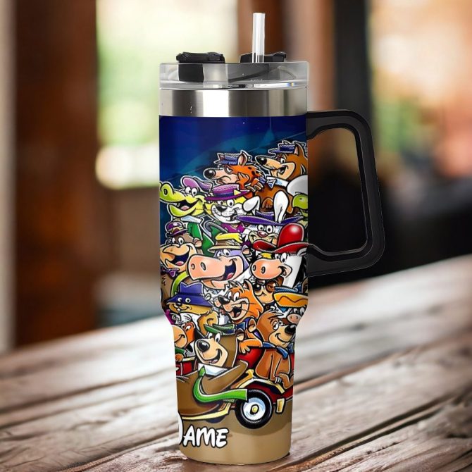 80S And 90S Cartoon Custom Stanley Quencher 40Oz Stainless Steel Tumbler With Handle - Image 3
