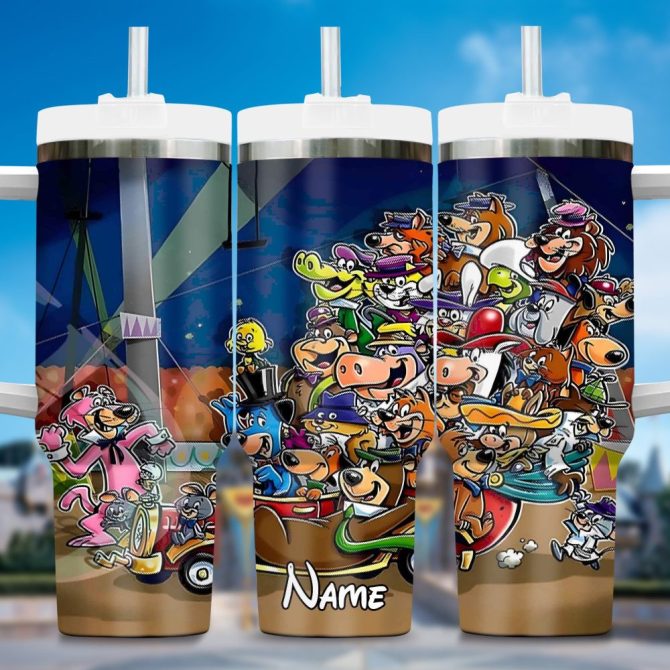 80S And 90S Cartoon Custom Stanley Quencher 40Oz Stainless Steel Tumbler With Handle