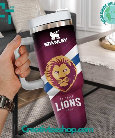 Brisbane Lions Afl Custom Stanley Quencher 40Oz Stainless Steel Tumbler With Handle