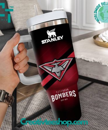 Essendon Bombers Afl Custom Stanley Quencher 40Oz Stainless Steel Tumbler With Handle