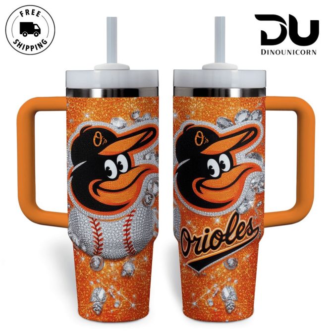 Baltimore Orioles Mlb Custom Stanley Quencher 40Oz Stainless Steel Tumbler With Handle
