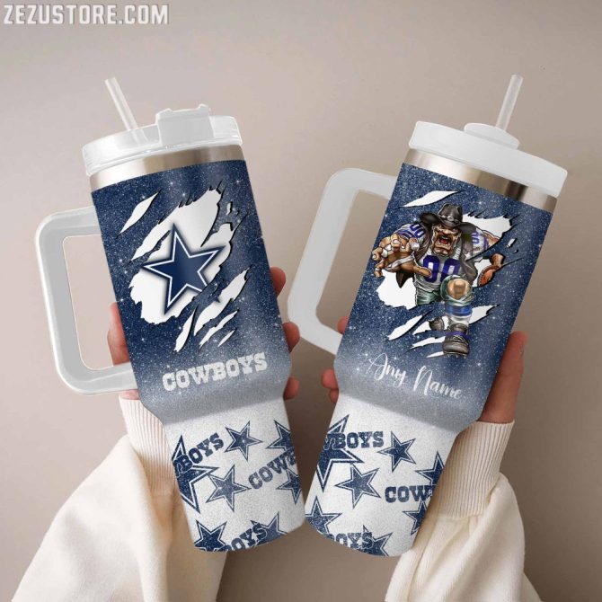 Dallas Cowboys Nfl Custom Stanley Quencher 40Oz Stainless Steel Tumbler With Handle