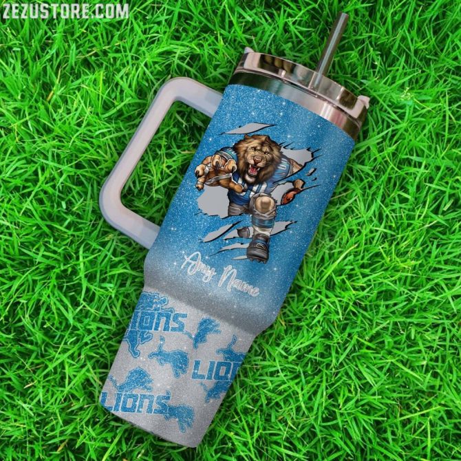 Detroit Lions Nfl Custom Stanley Quencher 40Oz Stainless Steel Tumbler With Handle - Image 3