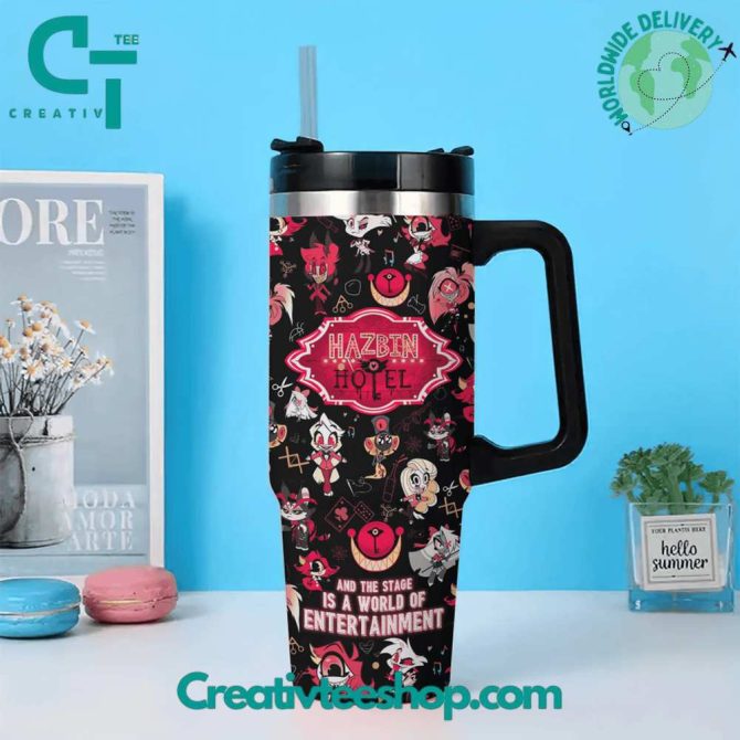 Hazbin Hotel Movies Custom Stanley Quencher 40Oz Stainless Steel Tumbler With Handle - Image 4