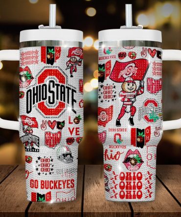 Ohio State Buckeyes Bling Ncaa Custom Stanley Quencher 40Oz Stainless Steel Tumbler