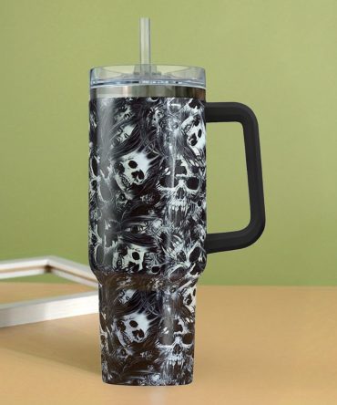 Halloween Skull Custom Stanley Quencher 40Oz Stainless Steel Tumbler With Handle
