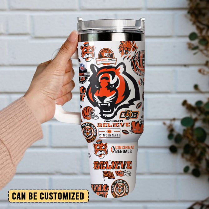 Cincinnati Bengals Football Nfl Sport Custom Stanley Quencher 40Oz Stainless Steel Tumbler With Handle - Image 2