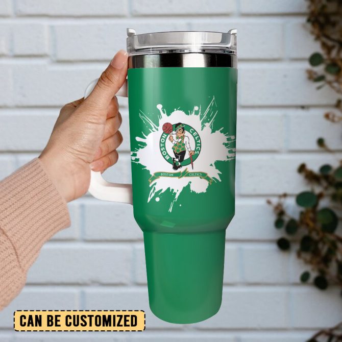 Boston Celtics Basketball Nba Sport Custom Stanley Quencher 40Oz Stainless Steel Tumbler - Image 3