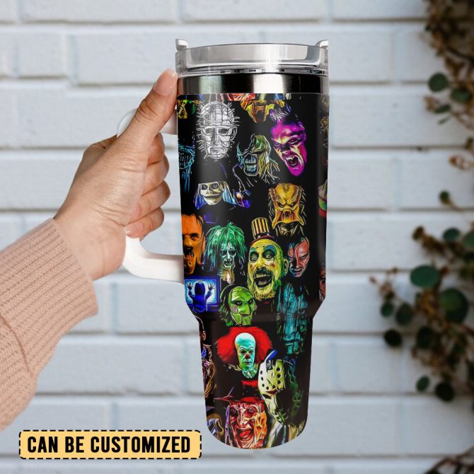 Horror Movie Characters Custom Stanley Quencher 40Oz Stainless Steel Tumbler With Handle - Image 2