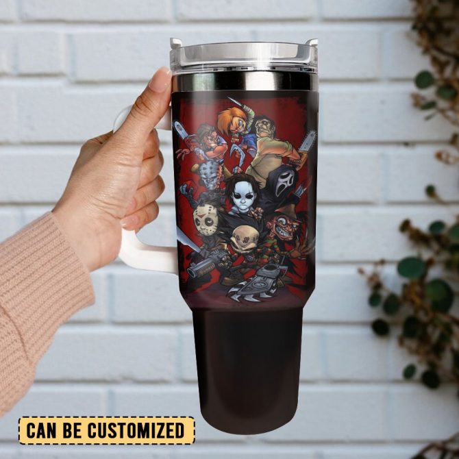 Horror Movie Characters Custom Stanley Quencher 40Oz Stainless Steel Tumbler With Handle - Image 2