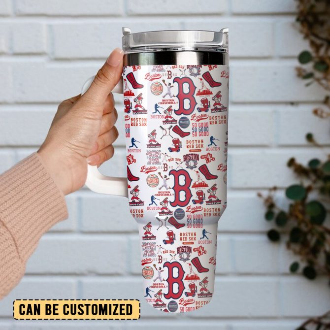 Boston Red Sox Baseball Mlb Sport Custom Stanley Quencher 40Oz Stainless Steel Tumbler - Image 3