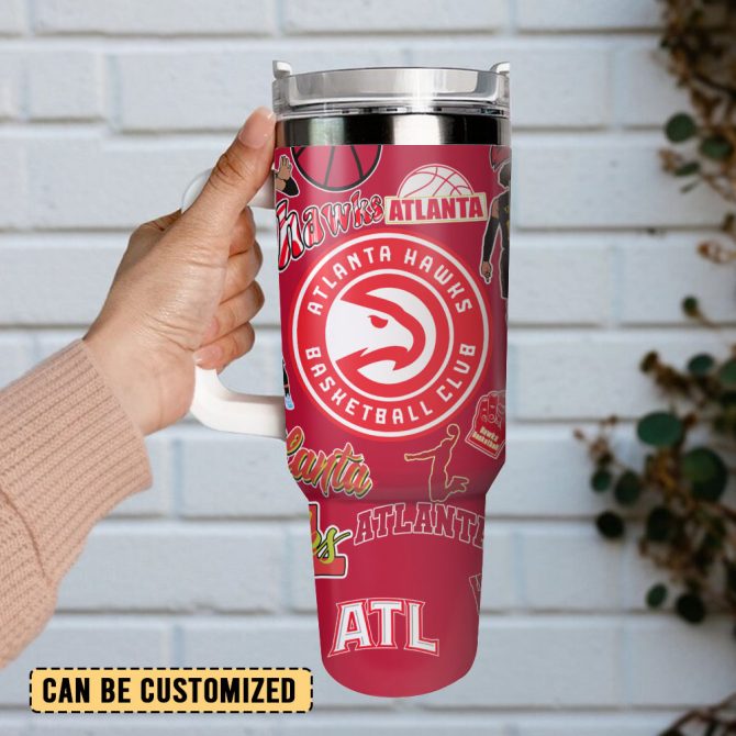 Atlanta Hawks Basketball Nba Sport Custom Stanley Quencher 40Oz Stainless Steel Tumbler - Image 3