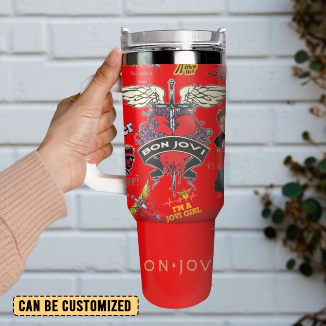 Bon Jovi Music Custom Stanley Quencher 40Oz Stainless Steel Tumbler - Image 3