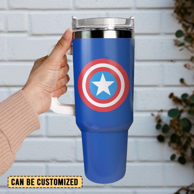Captain America Movie Custom Stanley Quencher 40Oz Stainless Steel Tumbler - Image 3
