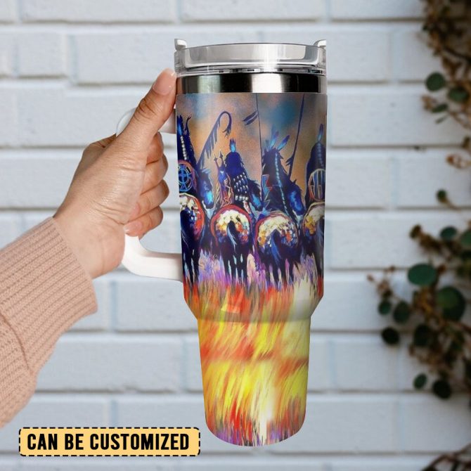 Horses Native American Custom Stanley Quencher 40Oz Stainless Steel Tumbler - Image 3