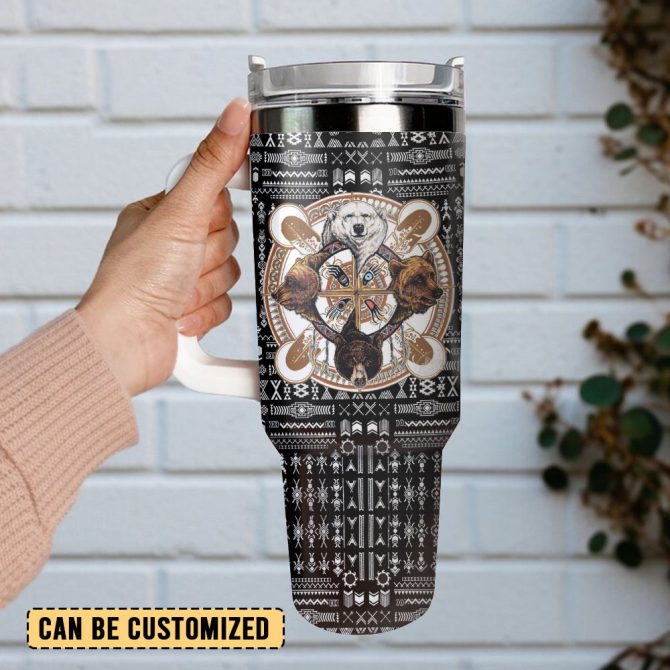Bears Native American Custom Stanley Quencher 40Oz Stainless Steel Tumbler - Image 3