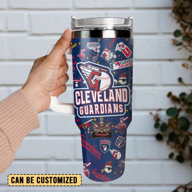 Cleveland Guardians Baseball Mlb Sport Custom Stanley Quencher 40Oz Stainless Steel Tumbler With Handle - Image 2