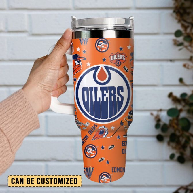 Edmonton Oilers Ice Hockey Nhl Sport Custom Stanley Quencher 40Oz Stainless Steel Tumbler With Handle - Image 2