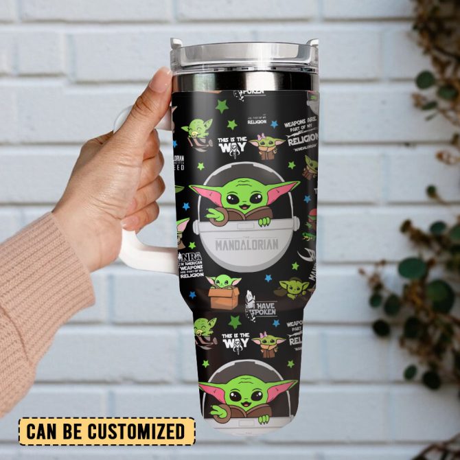 Baby Yoda Star Wars Movie Custom Stanley Quencher 40Oz Stainless Steel Tumbler With Handle - Image 2