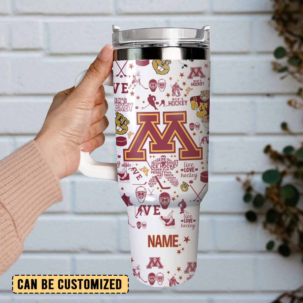 Michigan Wolverines Ice Hockey Ncaa Sport Custom Stanley Quencher 40Oz Stainless Steel Tumbler With Handle - Image 2