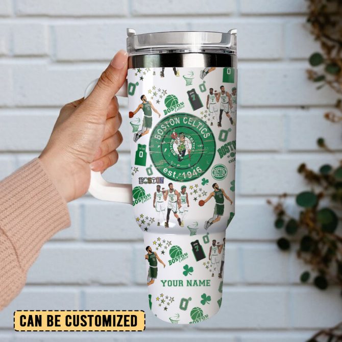 Boston Celtics Basketball Nba Sport Custom Stanley Quencher 40Oz Stainless Steel Tumbler With Handle - Image 2