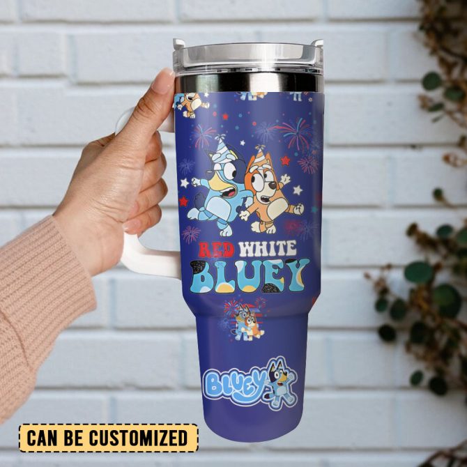 Bluey Tv Series Custom Stanley Quencher 40Oz Stainless Steel Tumbler With Handle - Image 2