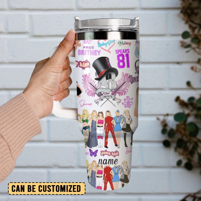 Britney Spears Music Custom Stanley Quencher 40Oz Stainless Steel Tumbler With Handle - Image 2