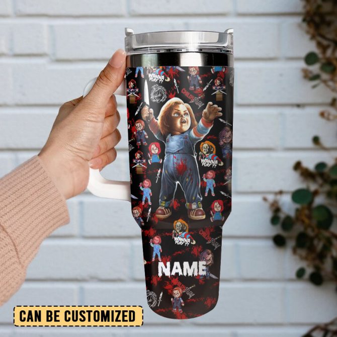 Chucky Tv Series Custom Stanley Quencher 40Oz Stainless Steel Tumbler With Handle - Image 2