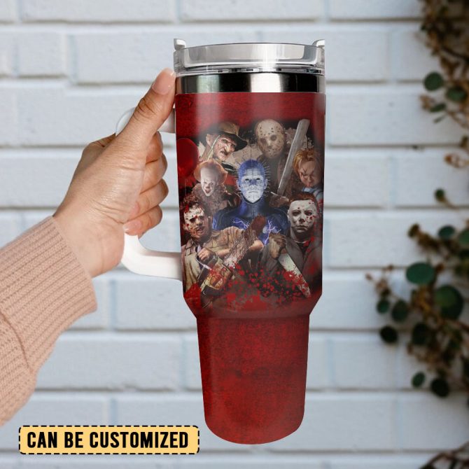 Horror Movie Characters Movie Custom Stanley Quencher 40Oz Stainless Steel Tumbler With Handle - Image 2