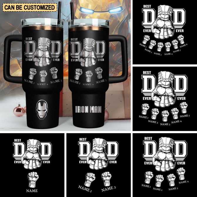 Father #8217;S Day Iron Man Avengers Movies Custom Stanley Quencher 40Oz Stainless Steel