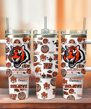 Cincinnati Bengals Football Nfl Sport Custom Stanley Quencher 40Oz Stainless Steel Tumbler With Handle