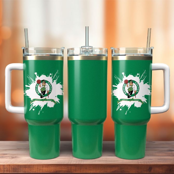 Boston Celtics Basketball Nba Sport Custom Stanley Quencher 40Oz Stainless Steel Tumbler