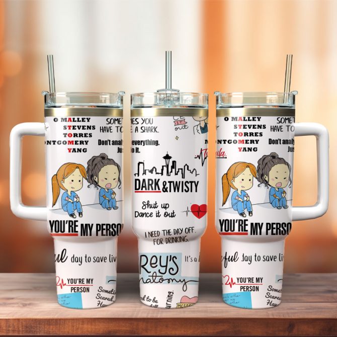 Grey #8217;S Anatomy Tv Series Custom Stanley Quencher 40Oz Stainless Steel Tumbler With Handle