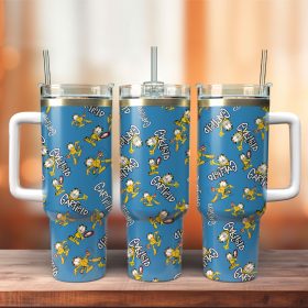 Garfield Cartoon Movies Custom Stanley Quencher 40Oz Stainless Steel Tumbler With Handle