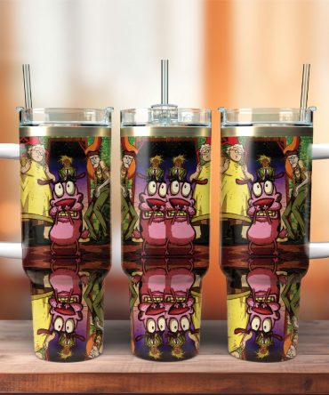 Courage The Cowardly Dog Tv Series Custom Stanley Quencher 40Oz Stainless Steel Tumbler With Handle