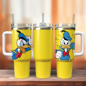 Donald Duck Disney Cartoon Custom Stanley Quencher 40Oz Stainless Steel Tumbler With Handle