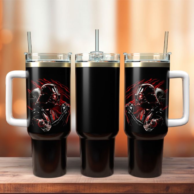 Darth Vader Star Wars Movie Custom Stanley Quencher 40Oz Stainless Steel Tumbler With Handle
