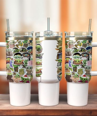 Baby Yoda Star Wars Movie Custom Stanley Quencher 40Oz Stainless Steel Tumbler With Handle