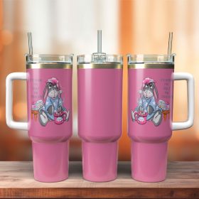 Eeyore Winnie The Pooh Cartoon Custom Stanley Quencher 40Oz Stainless Steel Tumbler With Handle