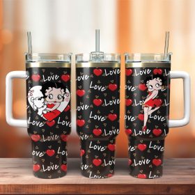 Betty Boop Cartoon Custom Stanley Quencher 40Oz Stainless Steel Tumbler With Handle