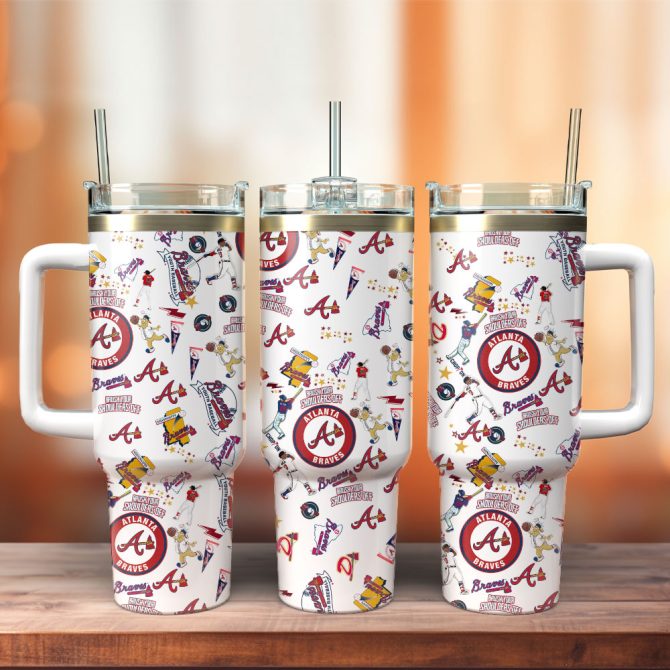 Atlanta Braves Baseball Mlb Sport Custom Stanley Quencher 40Oz Stainless Steel Tumbler
