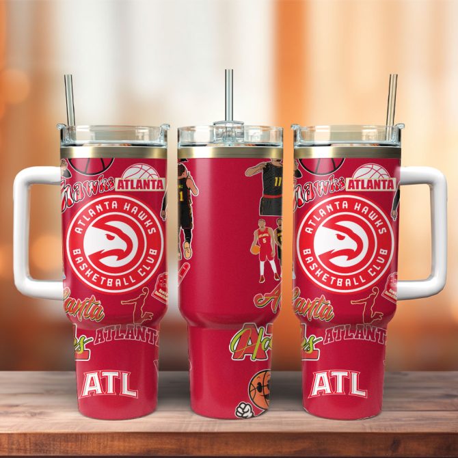 Atlanta Hawks Basketball Nba Sport Custom Stanley Quencher 40Oz Stainless Steel Tumbler