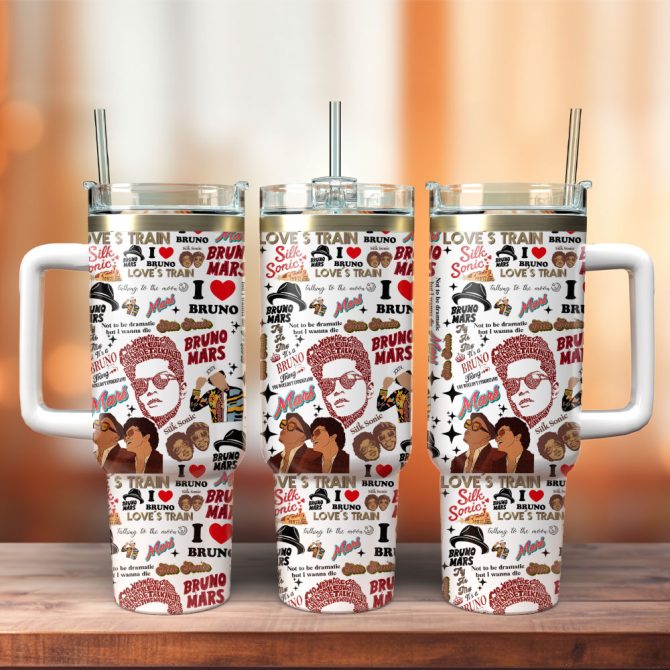 Bruno Mars Music Custom Stanley Quencher 40Oz Stainless Steel Tumbler