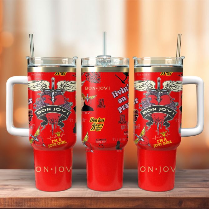 Bon Jovi Music Custom Stanley Quencher 40Oz Stainless Steel Tumbler