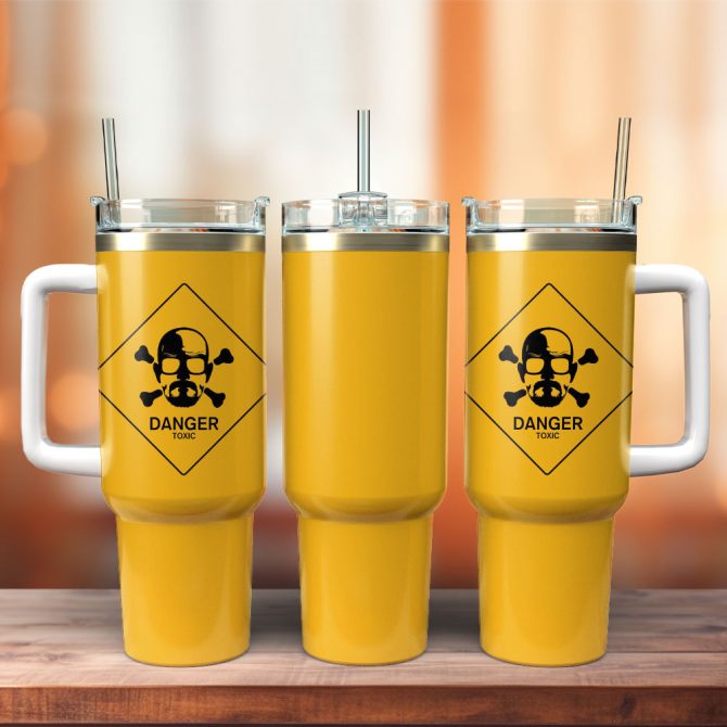 Danger Toxic Hazard Signs Custom Stanley Quencher 40Oz Stainless Steel Tumbler