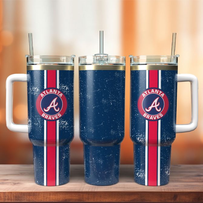 Atlanta Braves Baseball Mlb Sport Custom Stanley Quencher 40Oz Stainless Steel Tumbler