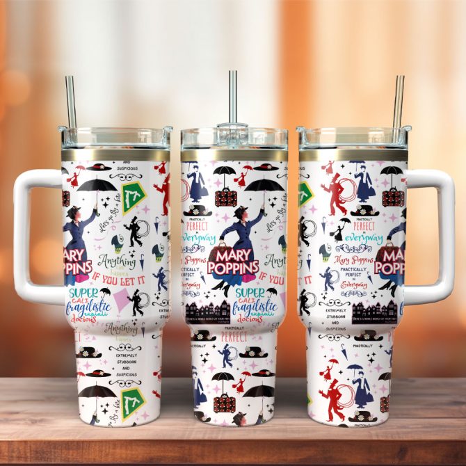 Mary Poppins Movie Custom Stanley Quencher 40Oz Stainless Steel Tumbler