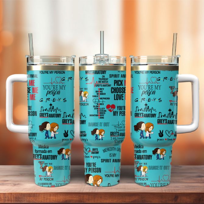 Grey’S Anatomy Tv Series Custom Stanley Quencher 40Oz Stainless Steel Tumbler