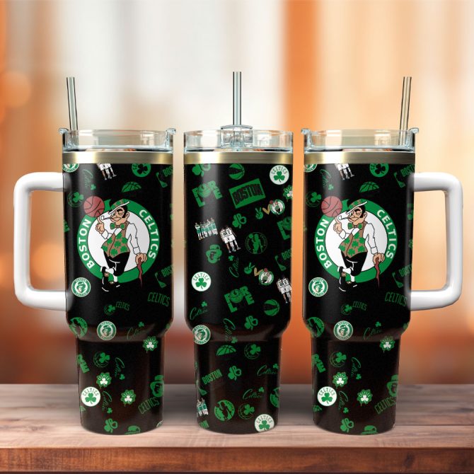 Boston Celtics Nba Sport Custom Stanley Quencher 40Oz Stainless Steel Tumbler