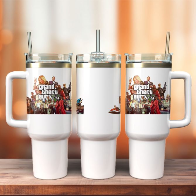 Grand Thef Auto 5 Game Custom Stanley Quencher 40Oz Stainless Steel Tumbler - Image 3